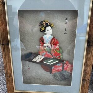 Vintage Japanese geisha shadow box
